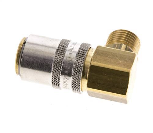 Brass DN 9 Mold Coupling Socket M16x1.5 Male Threads 90-deg