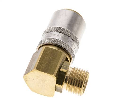 Brass DN 9 Mold Coupling Socket M16x1.5 Male Threads 90-deg