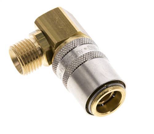 Brass DN 9 Mold Coupling Socket M16x1.5 Male Threads 90-deg