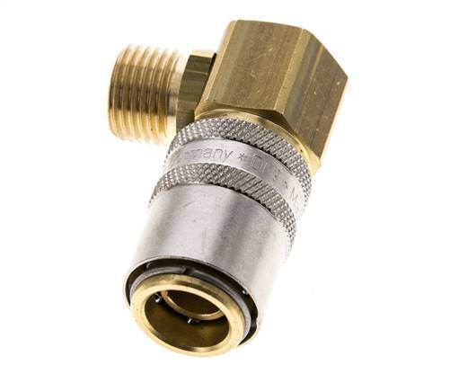 Brass DN 9 Mold Coupling Socket M16x1.5 Male Threads 90-deg