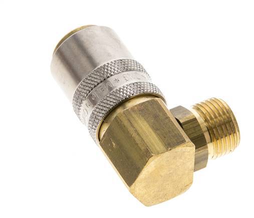Brass DN 9 Mold Coupling Socket G 3/8 inch Male Threads 90-deg