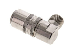 Stainless Steel DN 9 Mold Coupling Socket G 3/8 inch Male Threads Double Shut-Off 90-deg