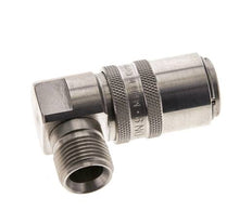 Stainless Steel DN 9 Mold Coupling Socket G 3/8 inch Male Threads Double Shut-Off 90-deg