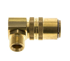 Brass DN 9 Mold Coupling Socket M16x1.5 Male Threads Unlocking Protection Double Shut-Off 90-deg