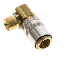 Brass DN 9 Mold Coupling Socket G 3/8 inch Male Threads Unlocking Protection 90-deg