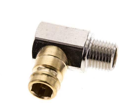 Brass DN 9 Mold Coupling Plug R 1/4 inch Male Threads 90-deg