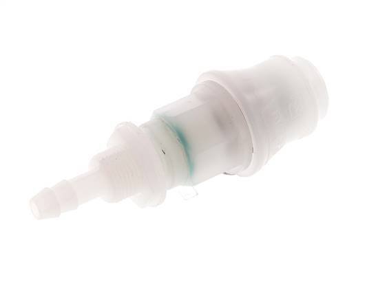 PVDF DN 5 Coupling Socket 6 mm Hose Pillar Bulkhead