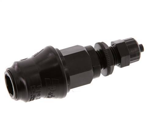 PVDF DN 5 Coupling Socket 6 mm Hose Pillar Bulkhead