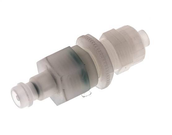 PVDF DN 5 Coupling Plug 6x8 mm Union Nut Bulkhead Double Shut-Off