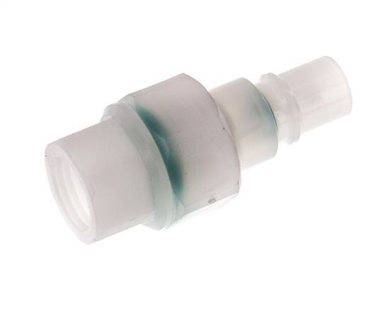PVDF DN 7.2 Coupling Plug G 1/4 inch Female Threads Double Shut-Off