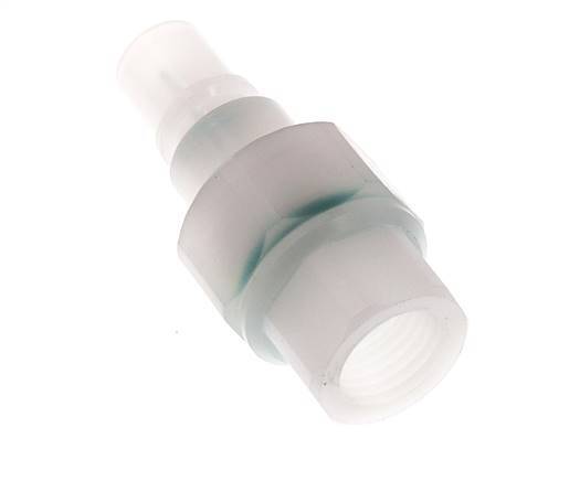 PVDF DN 7.2 Coupling Plug G 1/4 inch Female Threads Double Shut-Off
