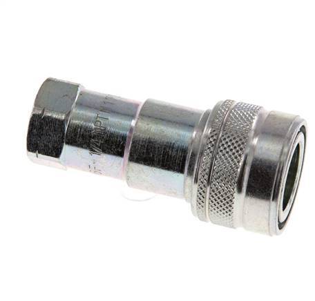 Steel DN 6.3 Hydraulic Coupling Socket 1/4 inch Female NPT Threads ISO 7241-1 B D 14.2mm