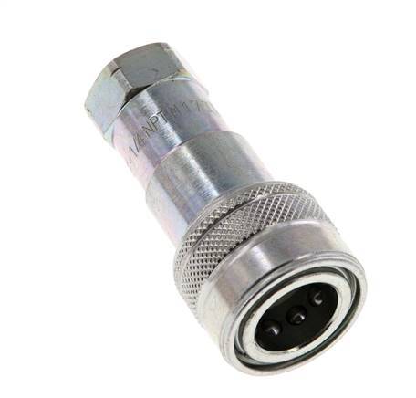 Steel DN 6.3 Hydraulic Coupling Socket 1/4 inch Female NPT Threads ISO 7241-1 B D 14.2mm