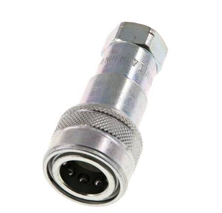 Steel DN 6.3 Hydraulic Coupling Socket 1/4 inch Female NPT Threads ISO 7241-1 B D 14.2mm