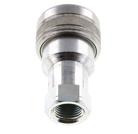 Steel DN 12.5 Hydraulic Coupling Socket 1/2 inch Female NPT Threads ISO 7241-1 B D 23.5mm