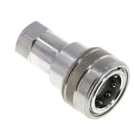 Steel DN 12.5 Hydraulic Coupling Socket 1/2 inch Female NPT Threads ISO 7241-1 B D 23.5mm