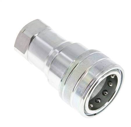 Steel DN 40 Hydraulic Coupling Socket 1 1/4 inch Female NPT Threads ISO 7241-1 B D 44.5mm