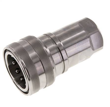 Stainless Steel DN 25 Hydraulic Coupling Socket G 1 inch Female Threads ISO 7241-1 B D 37.8mm