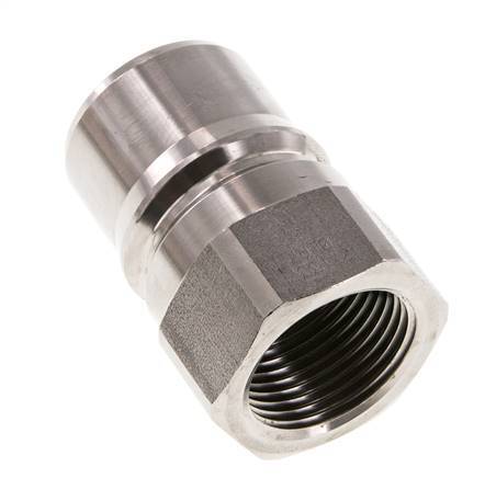 Stainless Steel DN 25 Hydraulic Coupling Plug G 1 inch Female Threads ISO 7241-1 B D 37.8mm