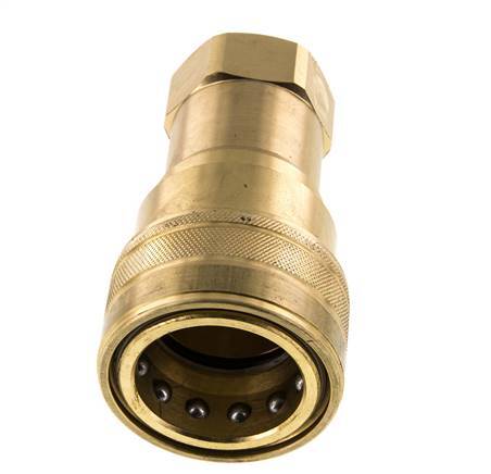 Brass DN 25 Hydraulic Coupling Socket G 1 inch Female Threads ISO 7241-1 B D 37.8mm
