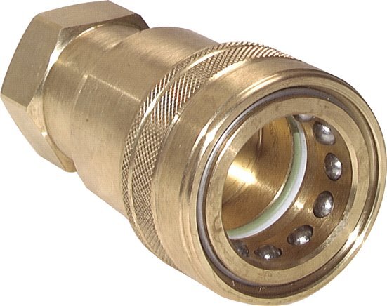 Brass DN 40 Hydraulic Coupling Socket 1 1/4 inch Female NPT Threads ISO 7241-1 B D 44.5mm