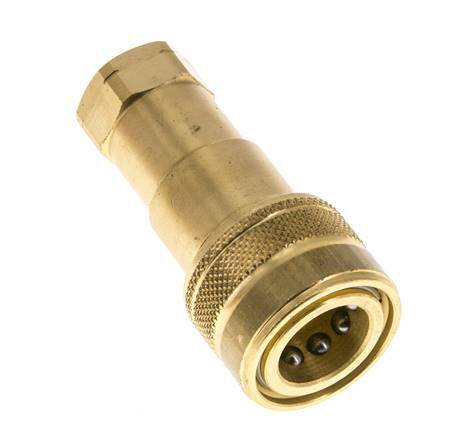 Brass DN 6.3 Hydraulic Coupling Socket 1/4 inch Female NPT Threads ISO 7241-1 B D 14.2mm