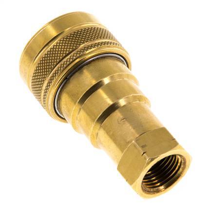Brass DN 10 Hydraulic Coupling Socket 3/8 inch Female NPT Threads ISO 7241-1 B D 19.1mm