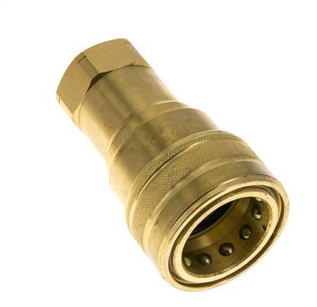 Brass DN 25 Hydraulic Coupling Socket 1 inch Female NPT Threads ISO 7241-1 B D 37.8mm