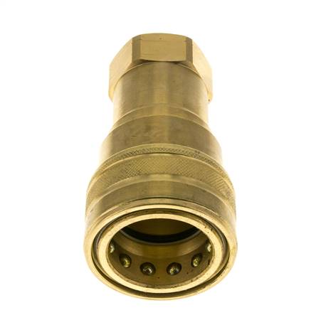 Brass DN 25 Hydraulic Coupling Socket 1 inch Female NPT Threads ISO 7241-1 B D 37.8mm