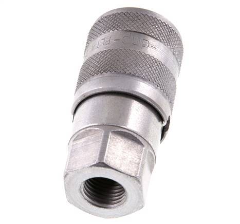 Steel DN 6.3 Flat Face Hydraulic Socket G 1/4 inch Female Threads ISO 16028 D 16.2mm