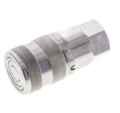 Stainless Steel DN 6 Flat Face Hydraulic Socket G 1/4 inch Female Threads ISO 16028 D 16.2mm