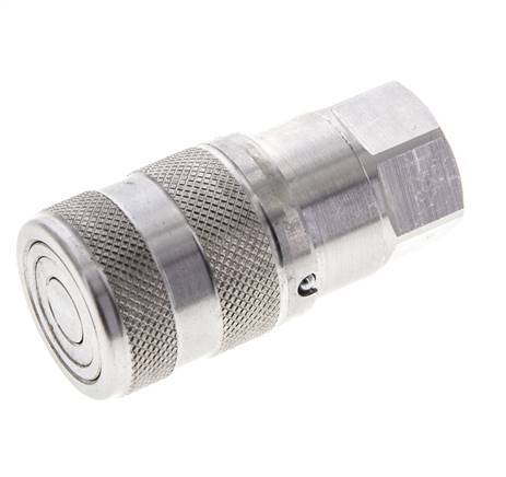 Stainless Steel DN 6 Flat Face Hydraulic Socket G 1/4 inch Female Threads ISO 16028 D 16.2mm