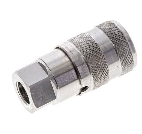 Stainless Steel DN 6 Flat Face Hydraulic Socket G 1/4 inch Female Threads ISO 16028 D 16.2mm