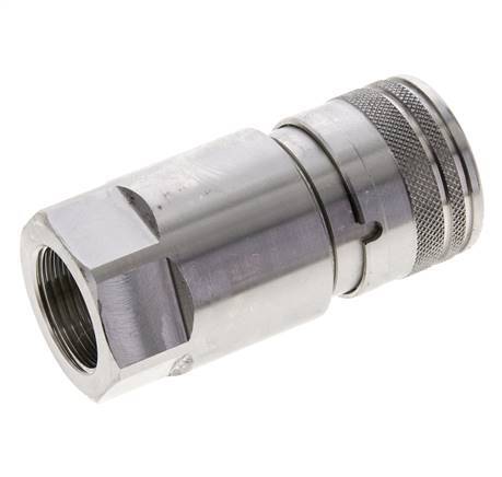 Stainless Steel DN 12 Flat Face Hydraulic Socket G 3/4 inch Female Threads ISO 16028 D 24.5mm