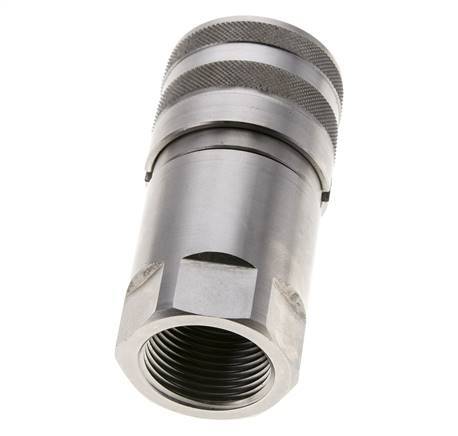 Stainless Steel DN 16 Flat Face Hydraulic Socket G 1 inch Female Threads ISO 16028 D 30mm