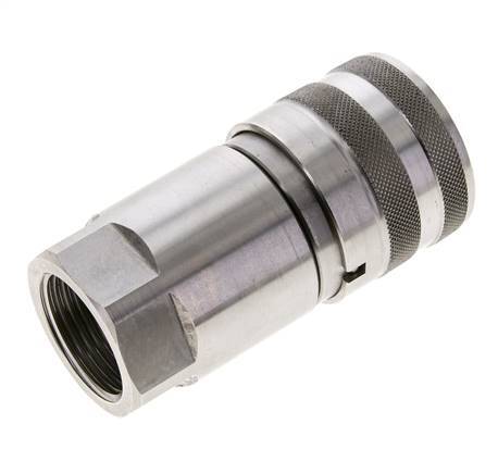 Stainless Steel DN 16 Flat Face Hydraulic Socket G 1 inch Female Threads ISO 16028 D 30mm