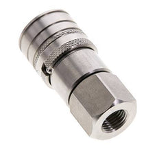 Stainless Steel DN 6 Flat Face Hydraulic Socket G 1/4 inch Female Threads ISO 16028 CEJN D 16.2mm
