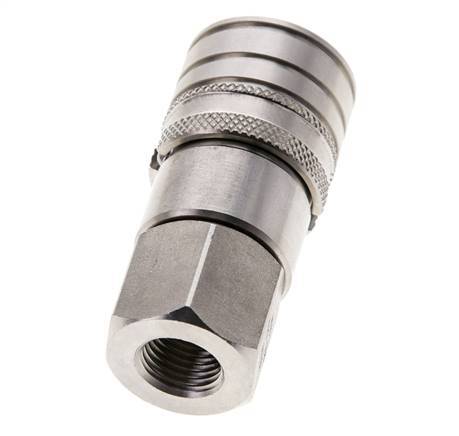 Stainless Steel DN 6 Flat Face Hydraulic Socket G 1/4 inch Female Threads ISO 16028 CEJN D 16.2mm