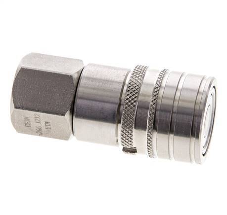 Stainless Steel DN 6 Flat Face Hydraulic Socket G 1/4 inch Female Threads ISO 16028 CEJN D 16.2mm
