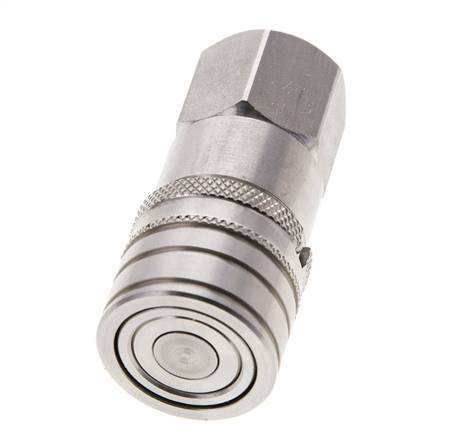 Stainless Steel DN 6 Flat Face Hydraulic Socket G 1/4 inch Female Threads ISO 16028 CEJN D 16.2mm