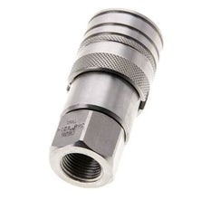 Stainless Steel DN 10 Flat Face Hydraulic Socket G 3/8 inch Female Threads ISO 16028 CEJN D 19.7mm