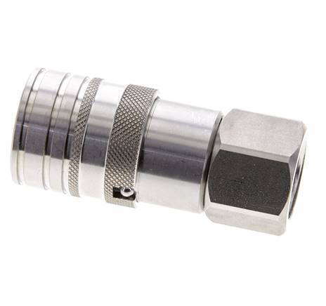 Stainless Steel DN 10 Flat Face Hydraulic Socket G 1/2 inch Female Threads ISO 16028 CEJN D 19.7mm