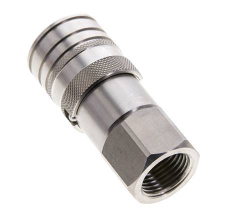 Stainless Steel DN 10 Flat Face Hydraulic Socket G 1/2 inch Female Threads ISO 16028 CEJN D 19.7mm
