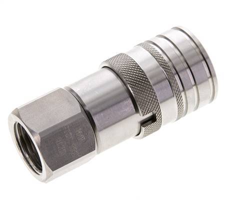 Stainless Steel DN 10 Flat Face Hydraulic Socket G 1/2 inch Female Threads ISO 16028 CEJN D 19.7mm