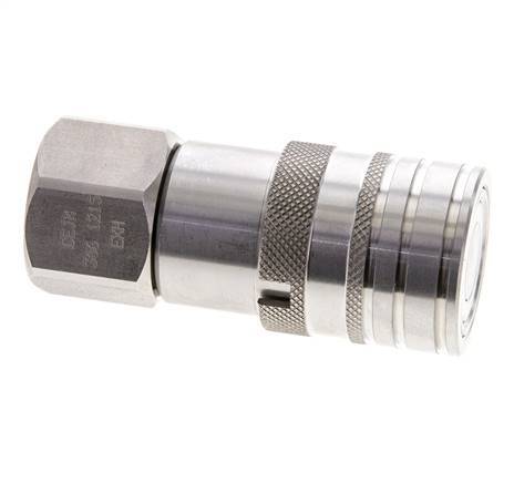 Stainless Steel DN 10 Flat Face Hydraulic Socket G 1/2 inch Female Threads ISO 16028 CEJN D 19.7mm