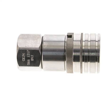 Stainless Steel DN 12 Flat Face Hydraulic Socket G 3/4 inch Female Threads ISO 16028 CEJN D 24.5mm