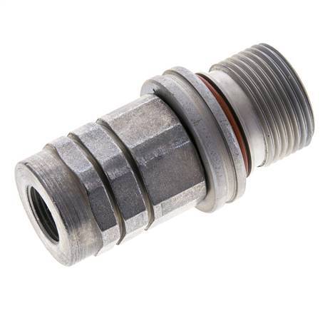 Steel DN 8.7 Flat Face Hydraulic Socket G 3/8 inch Female Threads ISO 16028 D M30 x 2