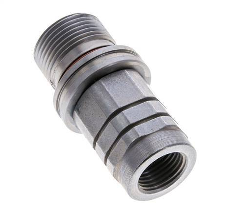 Steel DN 8.7 Flat Face Hydraulic Socket G 1/2 inch Female Threads ISO 16028 D M30 x 2