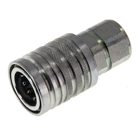 Steel DN 12.5 Hydraulic Coupling Socket M22x1.5 Female Threads ISO 7241-1 A D 20.5mm