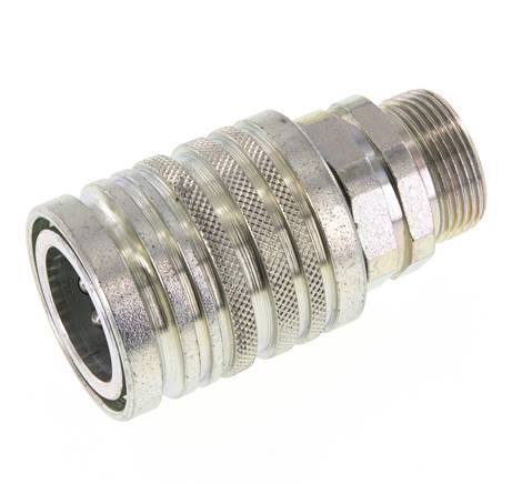Steel DN 12.5 Hydraulic Coupling Socket 18 mm L Compression Ring ISO 7241-1 A/8434-1 D 20.5mm